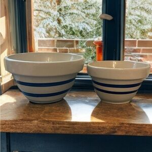 White and Blue Serveware Ceramic Mixing Bowls